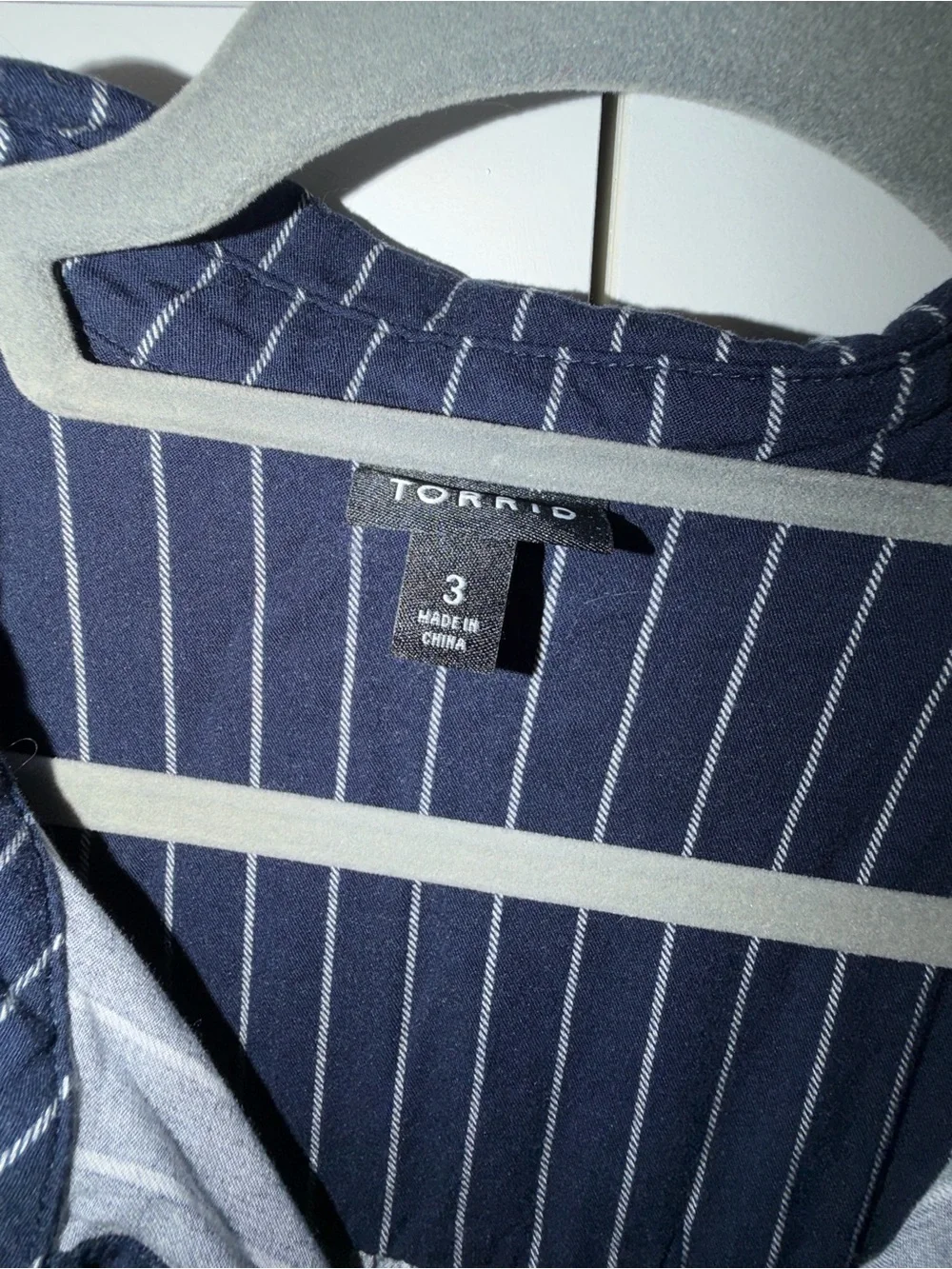 torrid Navy and White Pinstripe Shirt Dress - Picture 2 of 4